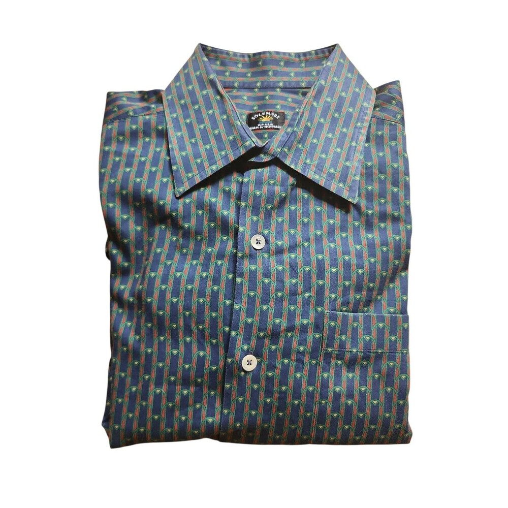Solemare Maus Hoffman Italian Cotton Button Down Shirt Mens M Blue Statement